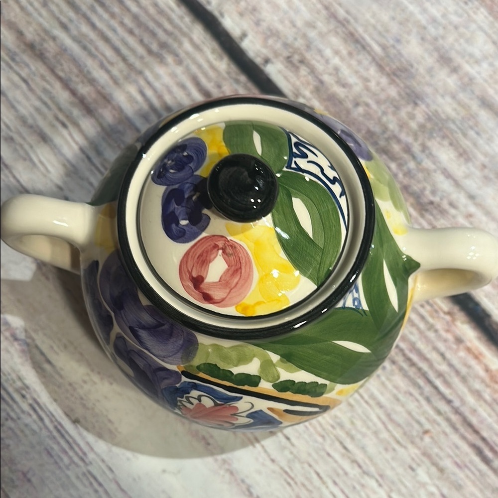 FAVANOL Hand Painted in Portugal Floral Ceramic Serving Bowl & Cream & Sugar Set - Picture 7 of 17